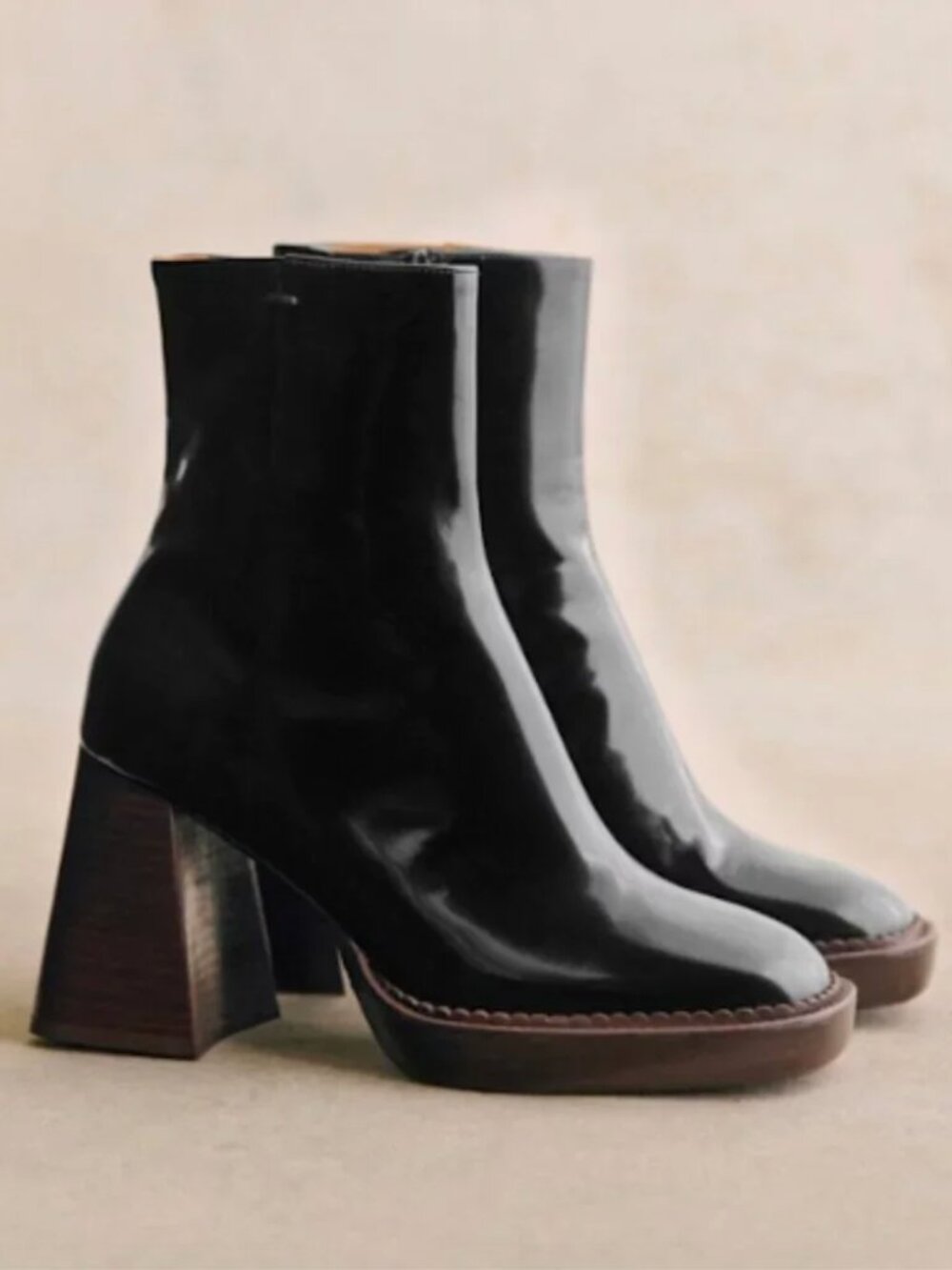 Sézane Kaia Boots in Glossy Black Size 38/US 7